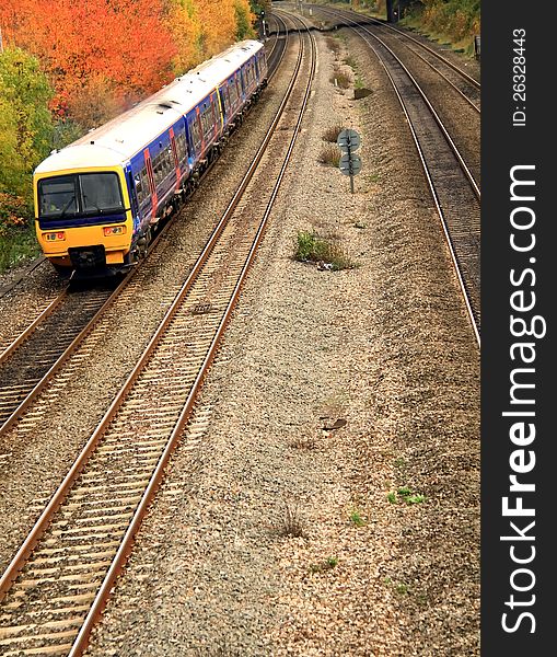 Image of a train on its way to the countryside