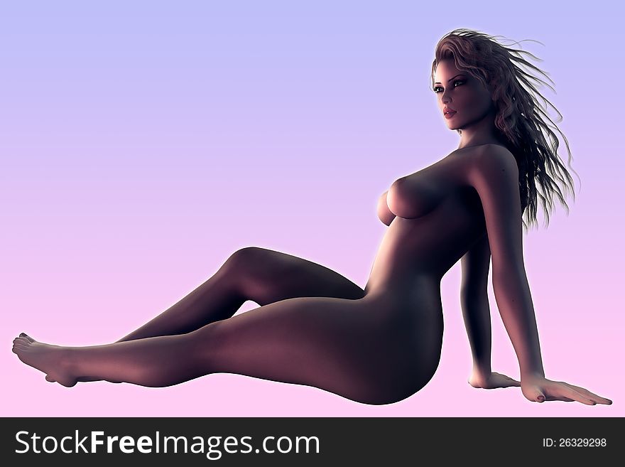 Digital Illustration of Reclining Nude Woman
