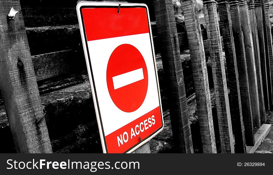 No access sign in Angkor Wat. No access sign in Angkor Wat