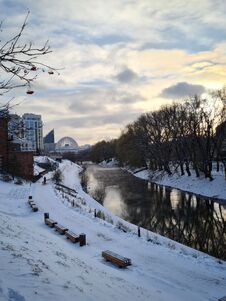 Winter Cityscape With River, Yekaterinburg, Russia Stock Images