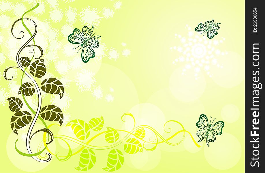 Bright summer card with butterflies.