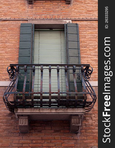 Aged windows in Venice, Italy