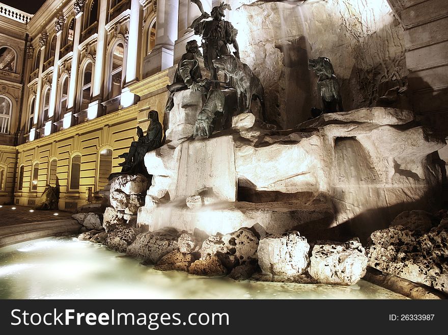 Fountain at the Buda Castle in Budapest, Hungary