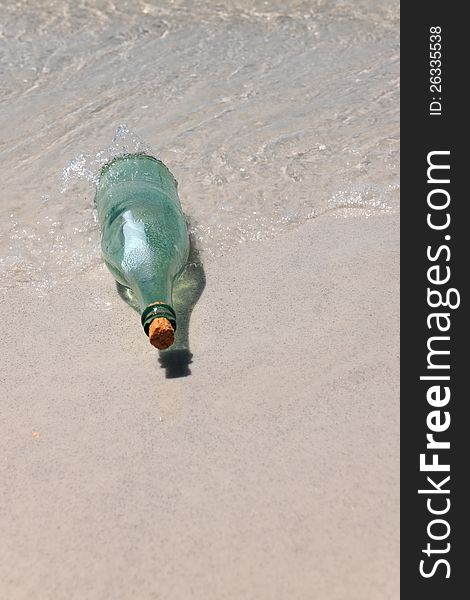 Message In A Bottle On Sand