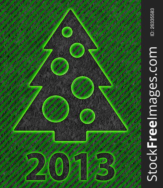 Simple Christmas Tree on Grunge Green Metal Texture as Xmas Card. Simple Christmas Tree on Grunge Green Metal Texture as Xmas Card