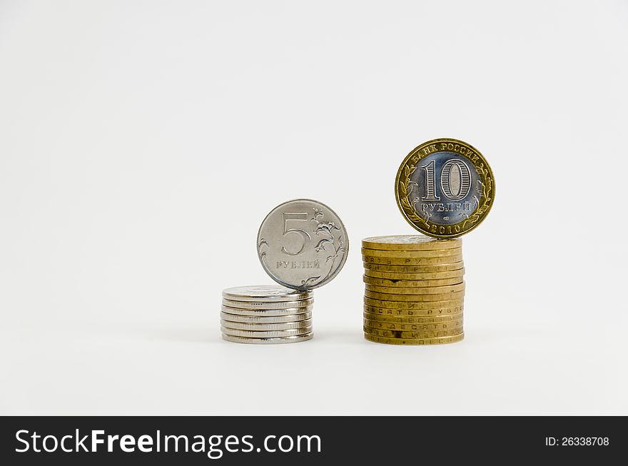 Piles of metal coins