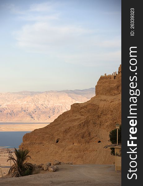 Masada and Dead sea in Israel travel world heritage site. Masada and Dead sea in Israel travel world heritage site