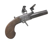 Vintage Flintlock Pocket Pistol Isolated Stock Images