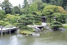 Japanese Garden With A Traditional Gate Royalty Free Stock Photography Japanese Garden With A Traditional Gate Royalty Free Stock Photography