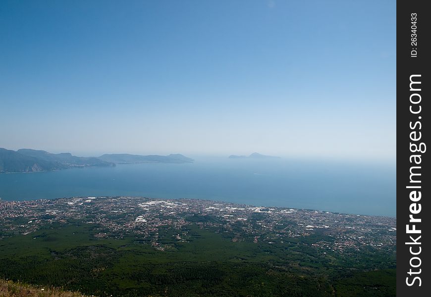 Gulf  of Naples -view from Vesuvius,Italy. Gulf  of Naples -view from Vesuvius,Italy