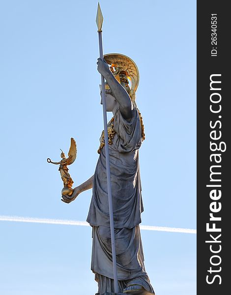 Pallas Athena in front of the Austrian Parliament in Vienna. Pallas Athena in front of the Austrian Parliament in Vienna