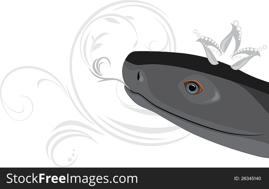 Head Of A Black Snake With Diamond Crown