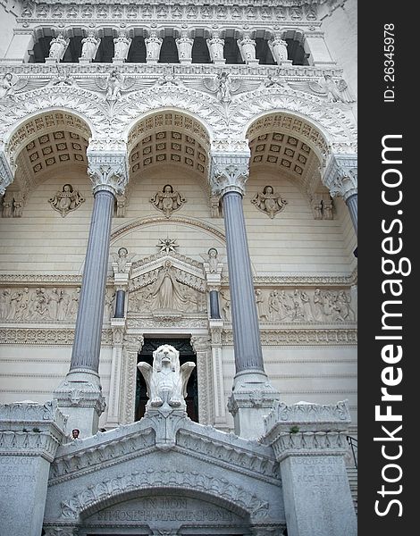 Entrance to basilica of Notre-Dame de Fourviere