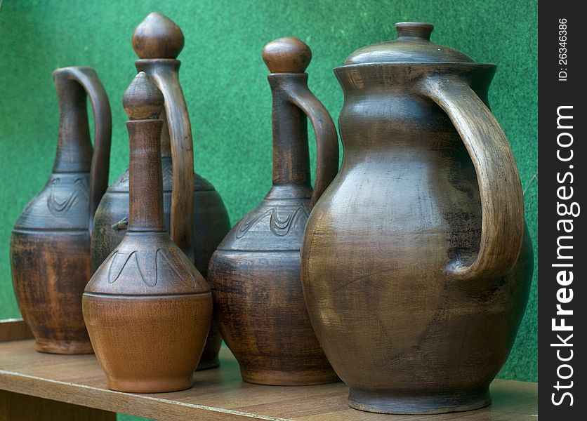 Ceramics are for sale at an outdoor market