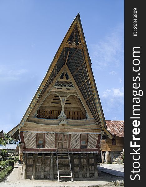 Traditional Batak house on the Samosir island,North Sumatra, Indonesia,. Traditional Batak house on the Samosir island,North Sumatra, Indonesia,