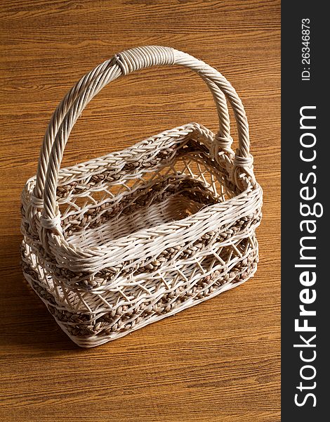 Square basket on the wood background. Square basket on the wood background
