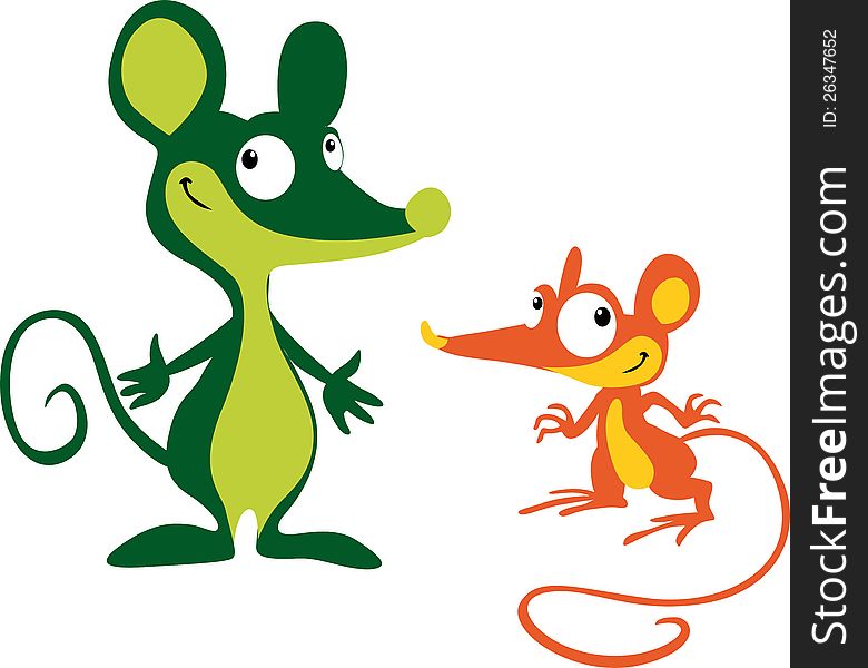 Green and orange Mouses on white background