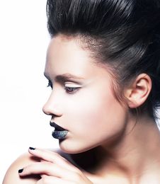 Bright Make Up - Fashion Beauty Woman Face Stock Photo