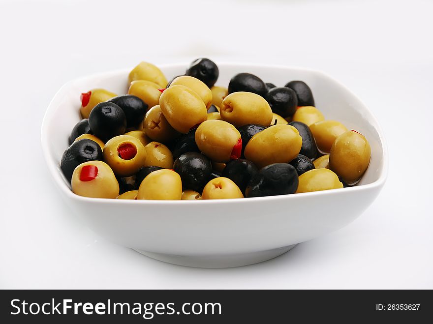 Olives, stuffed with red peppers