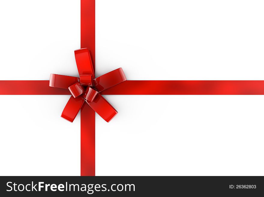 Red gift ribbon on white background
