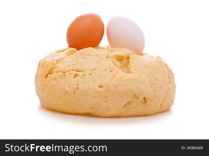 Fresh yeast dough on a white background