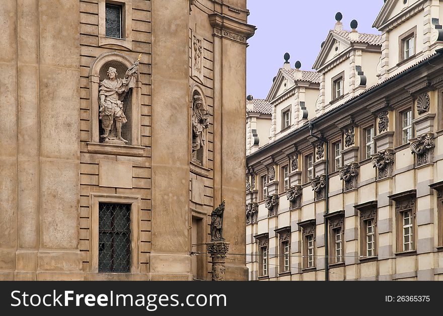 View of decorative buildings in prague, Czech republic. View of decorative buildings in prague, Czech republic