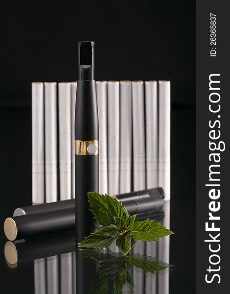 Set for smoking. The electronic cigarette has the big popularity at interested persons to not smoke.