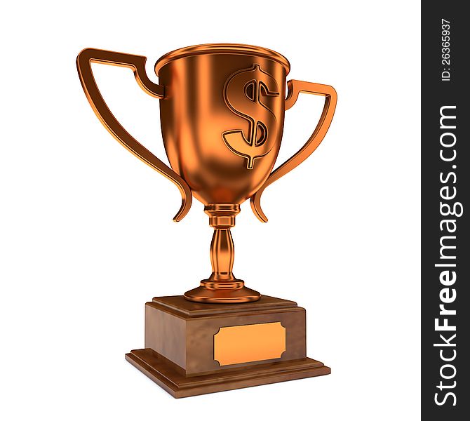 Bronze Trophy Cup with Dollar Sign