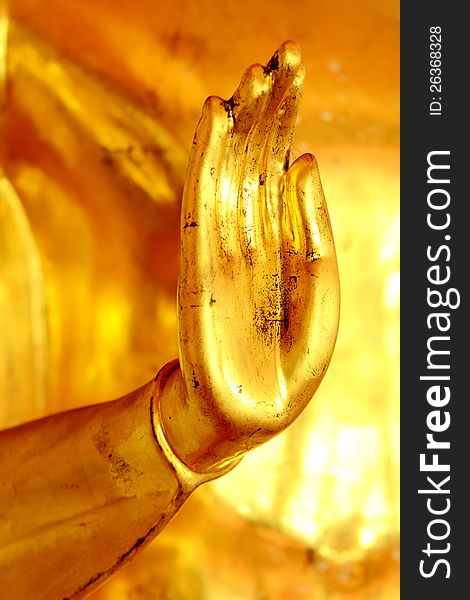 Golden Hand of Buddha Statue