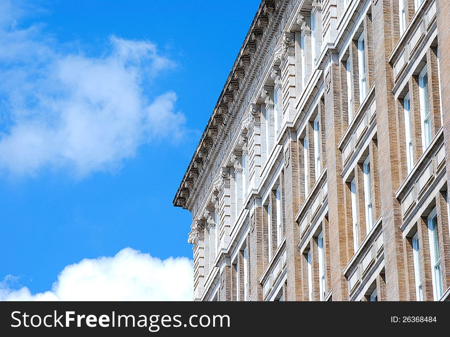 Facade of a beautiful luxury residential brick building. Facade of a beautiful luxury residential brick building