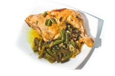Fried Chicken Leg With French Beans Royalty Free Stock Photos Fried Chicken Leg With French Beans Royalty Free Stock Photos
