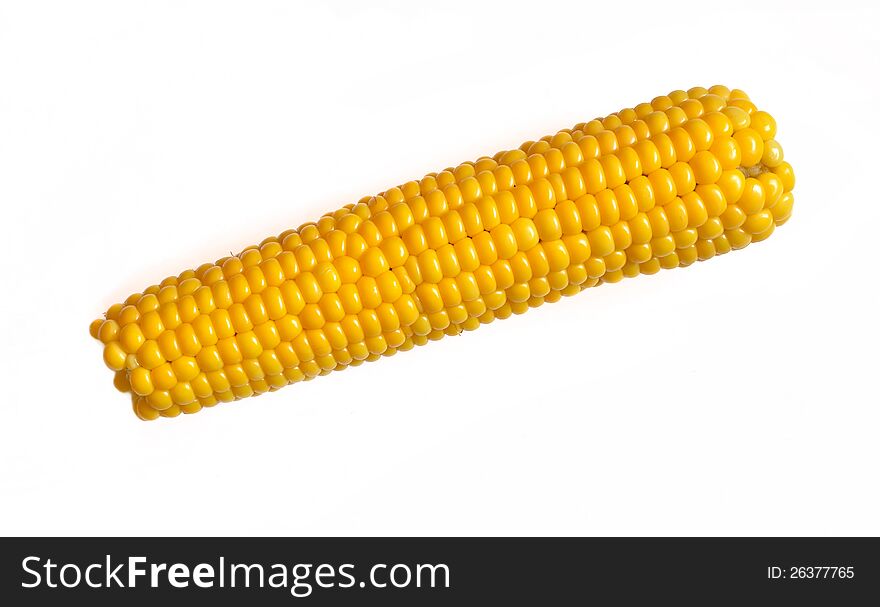 A boiled corn on white background.