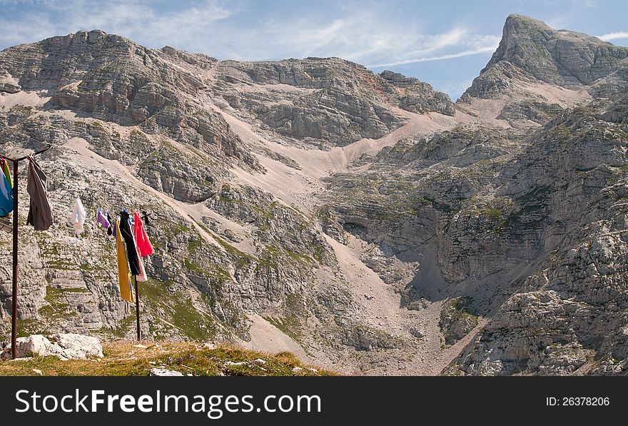 Drying clothes in mountains