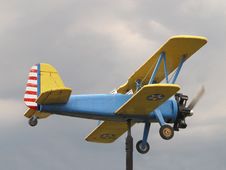 Wooden Biplane Aircraft Weathervane Royalty Free Stock Image