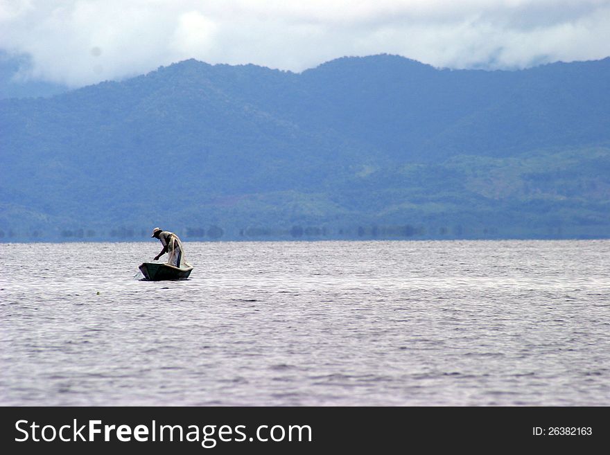 Fisherman in Lake Izabal