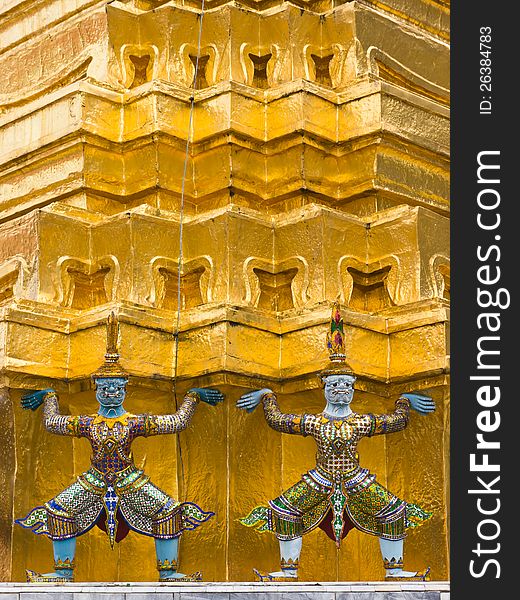 Guardian of pagoda, art in Wat Phra Kaew, Thailand. Guardian of pagoda, art in Wat Phra Kaew, Thailand