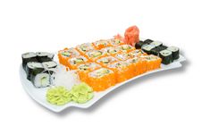 Sushi Plate Isolated On White Stock Image Sushi Plate Isolated On White Stock Image
