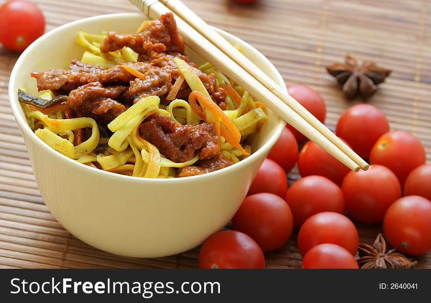 Chinese Noodles And Beef