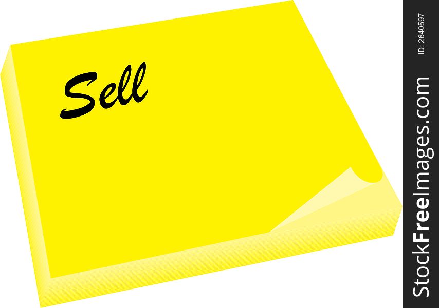 Illustration of a yellow note with sell text