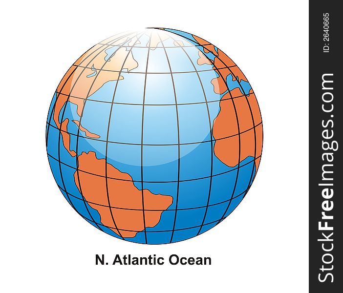 N. Atlantic Ocean Globe