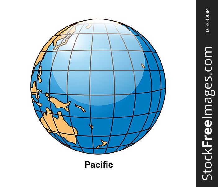 Pacific Globe surrounding by white background