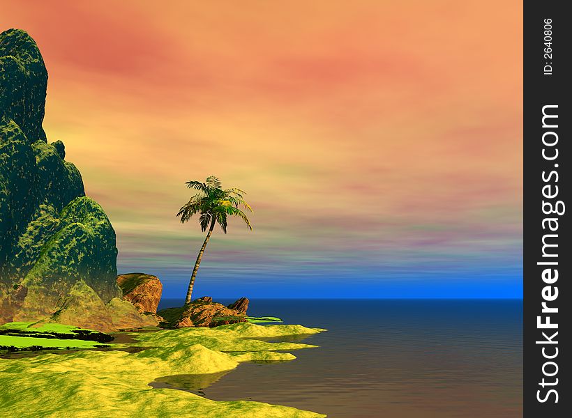 Beautiful tropical scene - computer generated image