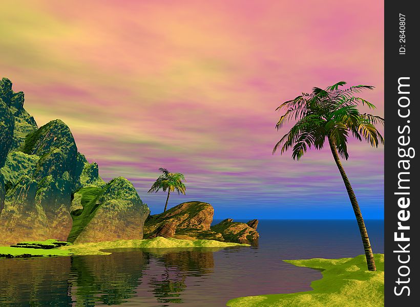 Beautiful tropical scene - computer generated image