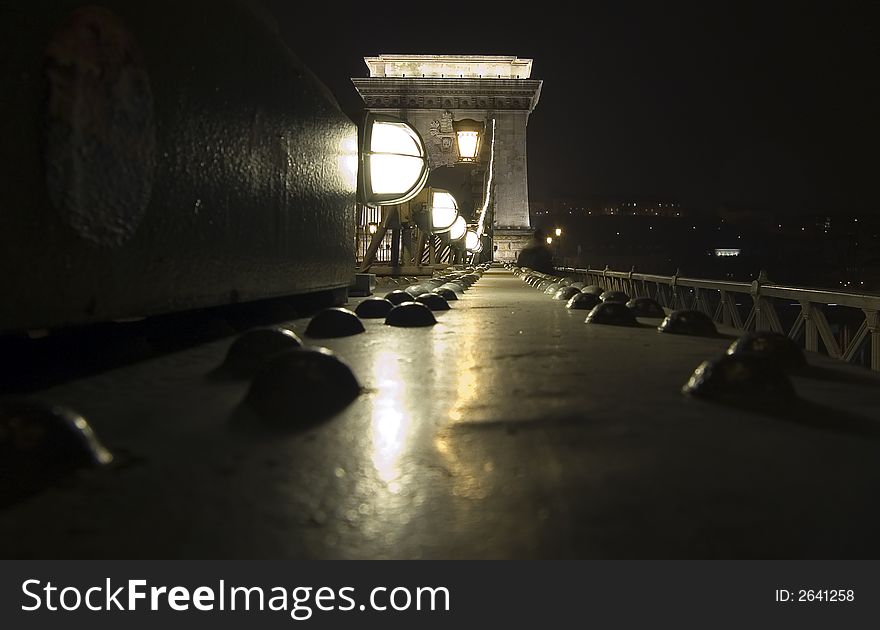 Chainbridge at night in Budapest