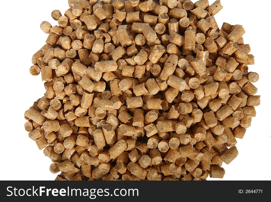 Briquettes and granulated firewood, tree