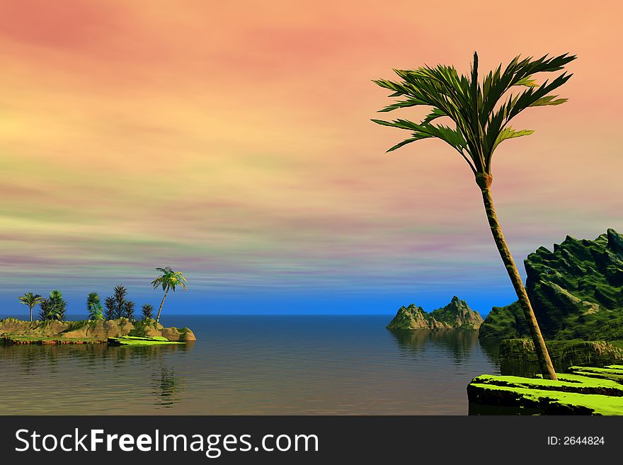 Beautiful tropical scene - computer generated image