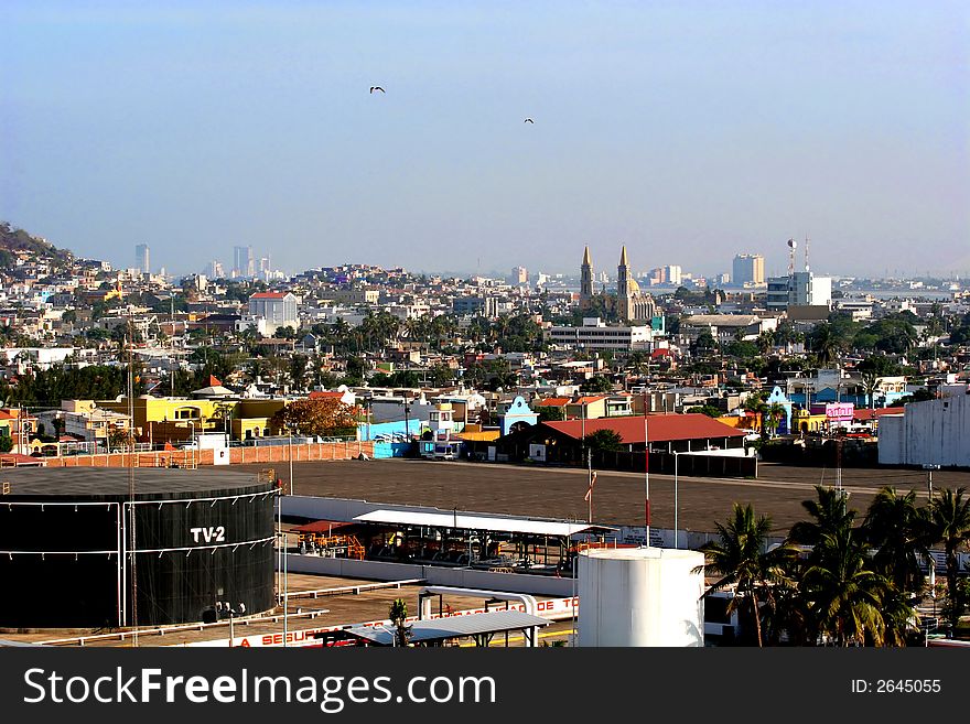 View of a city with old and new architecture. View of a city with old and new architecture