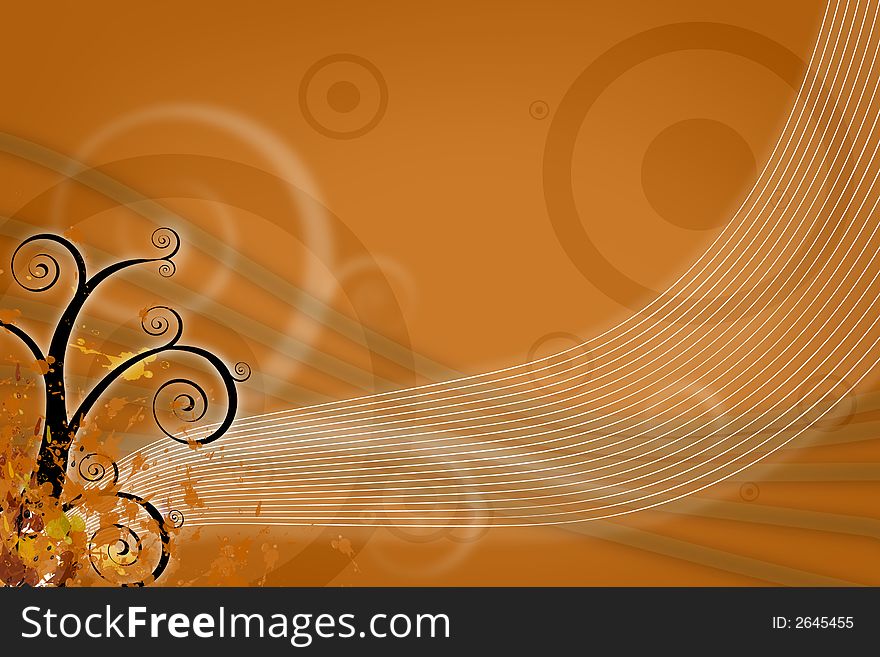 Abstract graphic silhouette orange background