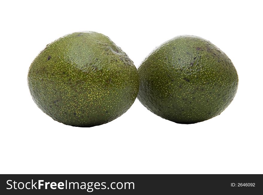 Two avocado pears isolated on a white background. Two avocado pears isolated on a white background