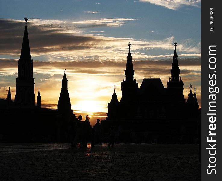 Sunset at the Red square at Moscow.